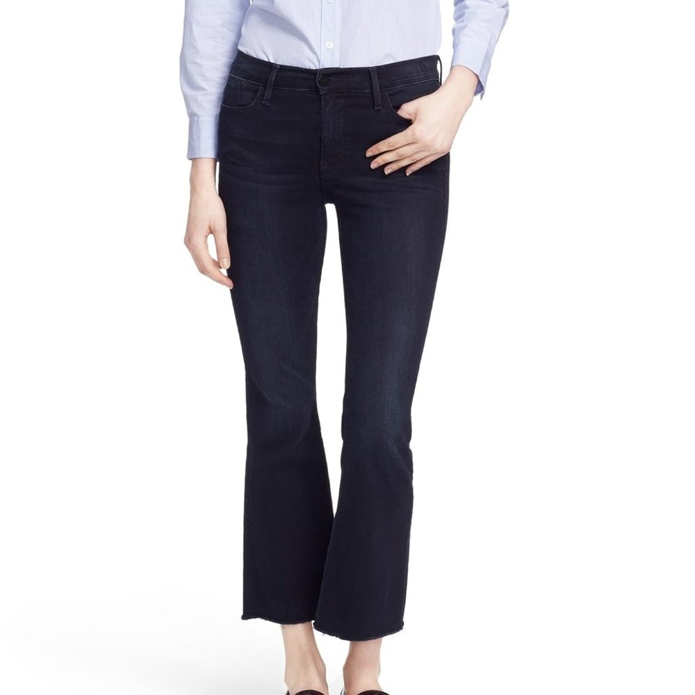 FRAME 'Le High Flare' Raw Edge High Rise Crop Jean